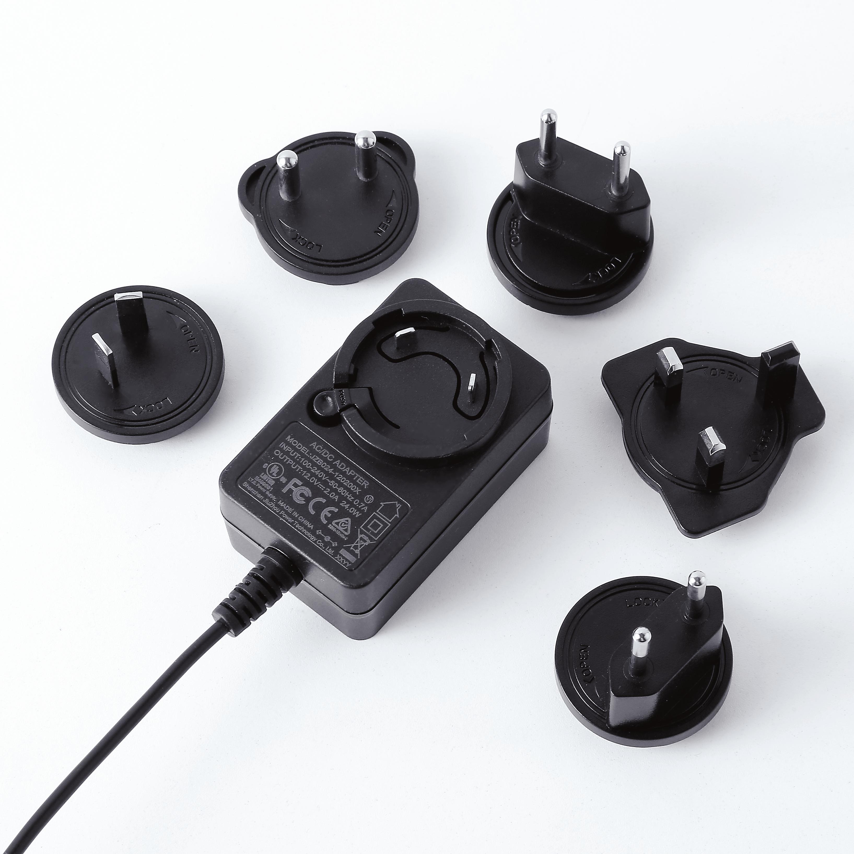 12v2a轉換頭電源適配器多國插腳過認證廠家jiuzhou power制造 